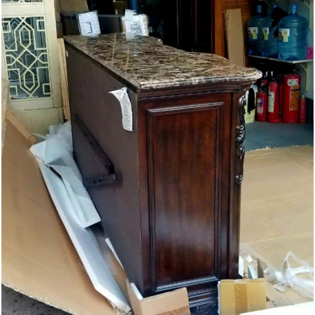 MB6615 - Imperial : Tủ Ngang 9 Ngăn Kéo Mặt Đá Và Khung Gương